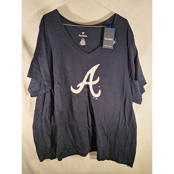 Fanatics Atlanta Braves Mom Number 1 Navy Blue Plus Size 4X T-Shirt MLB - Picture 1 of 4